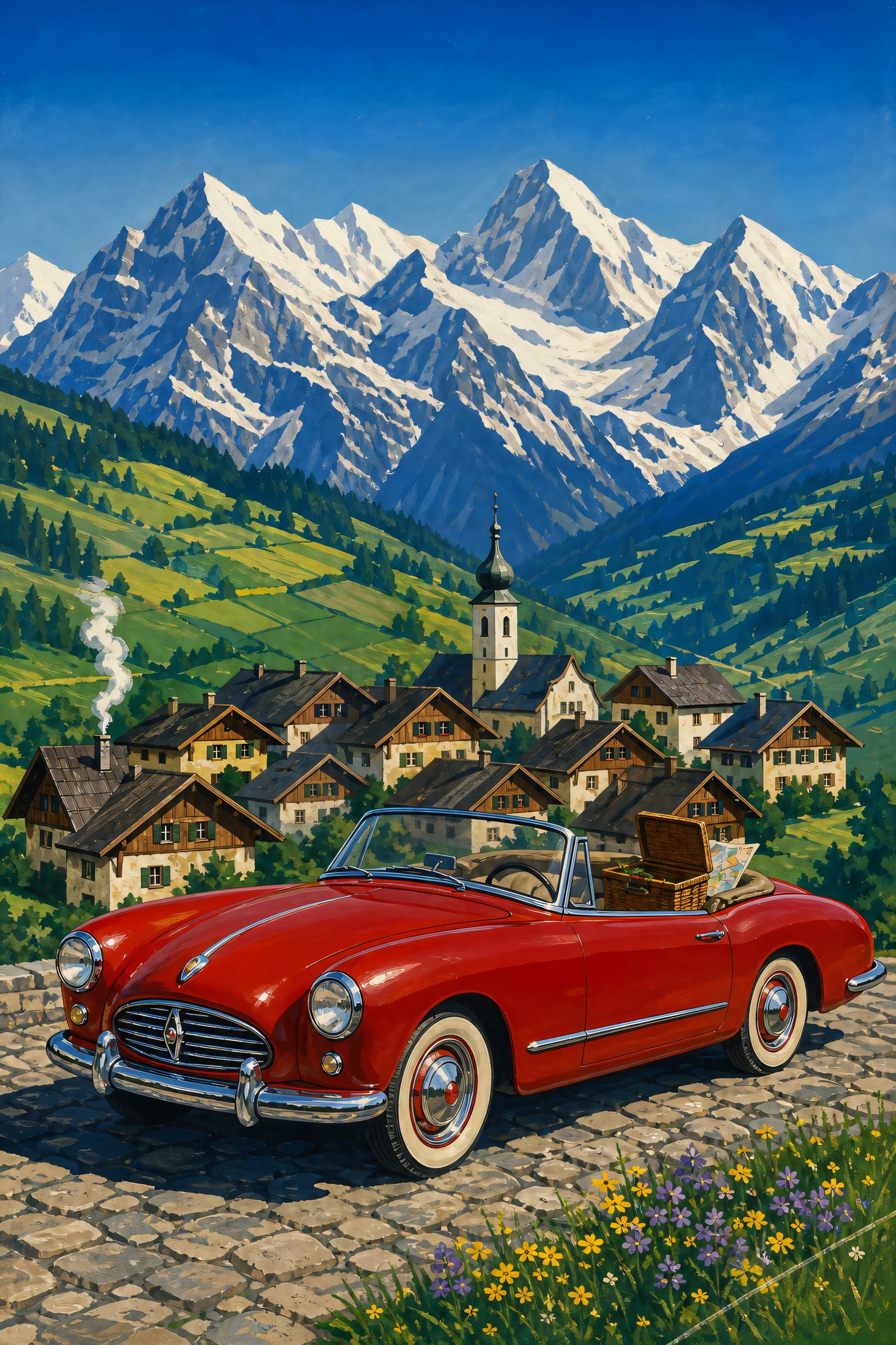 Swiss Village Gouache | Framed Poster