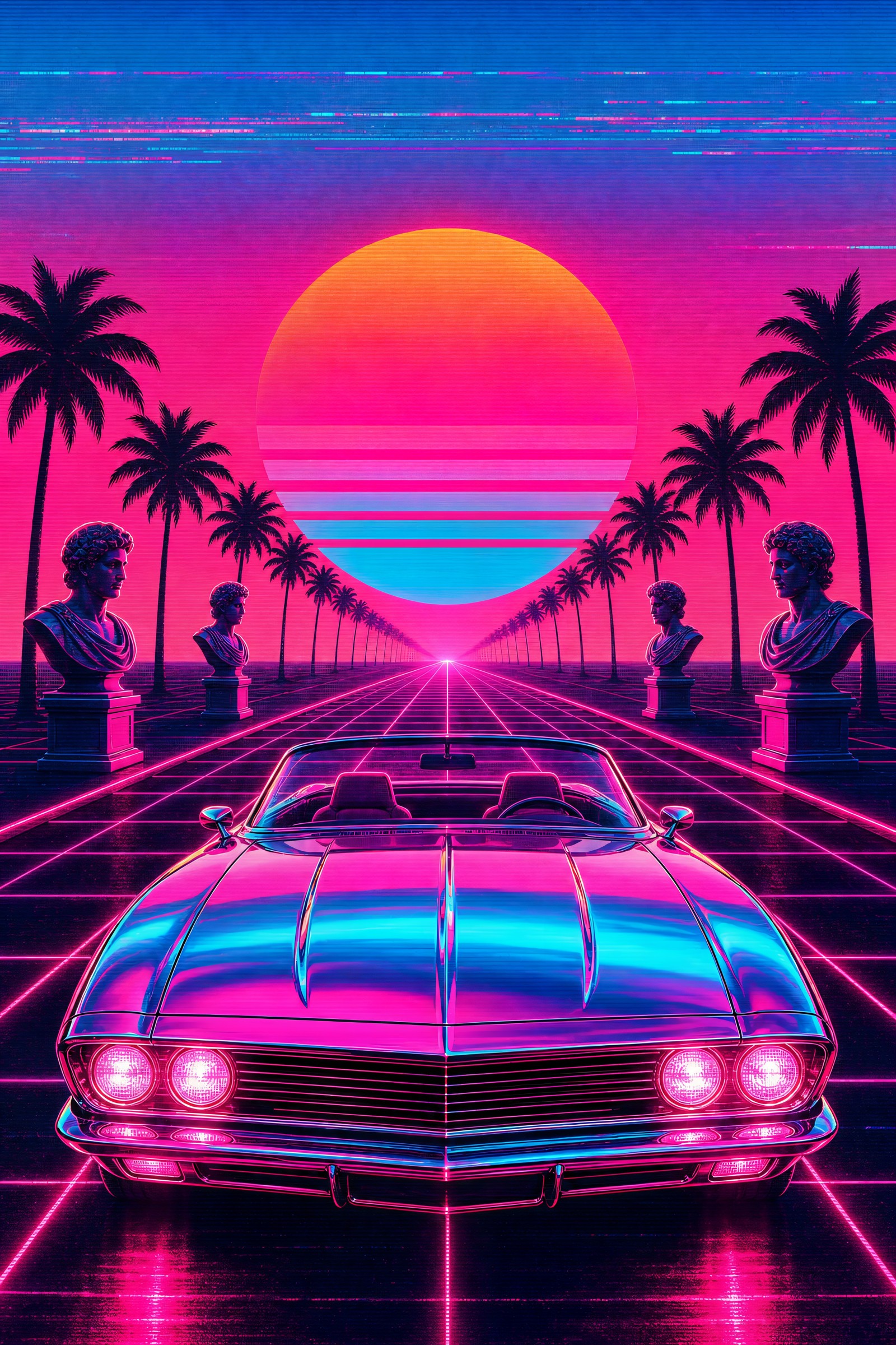 Synthwave Sunset Drive | Framed Poster