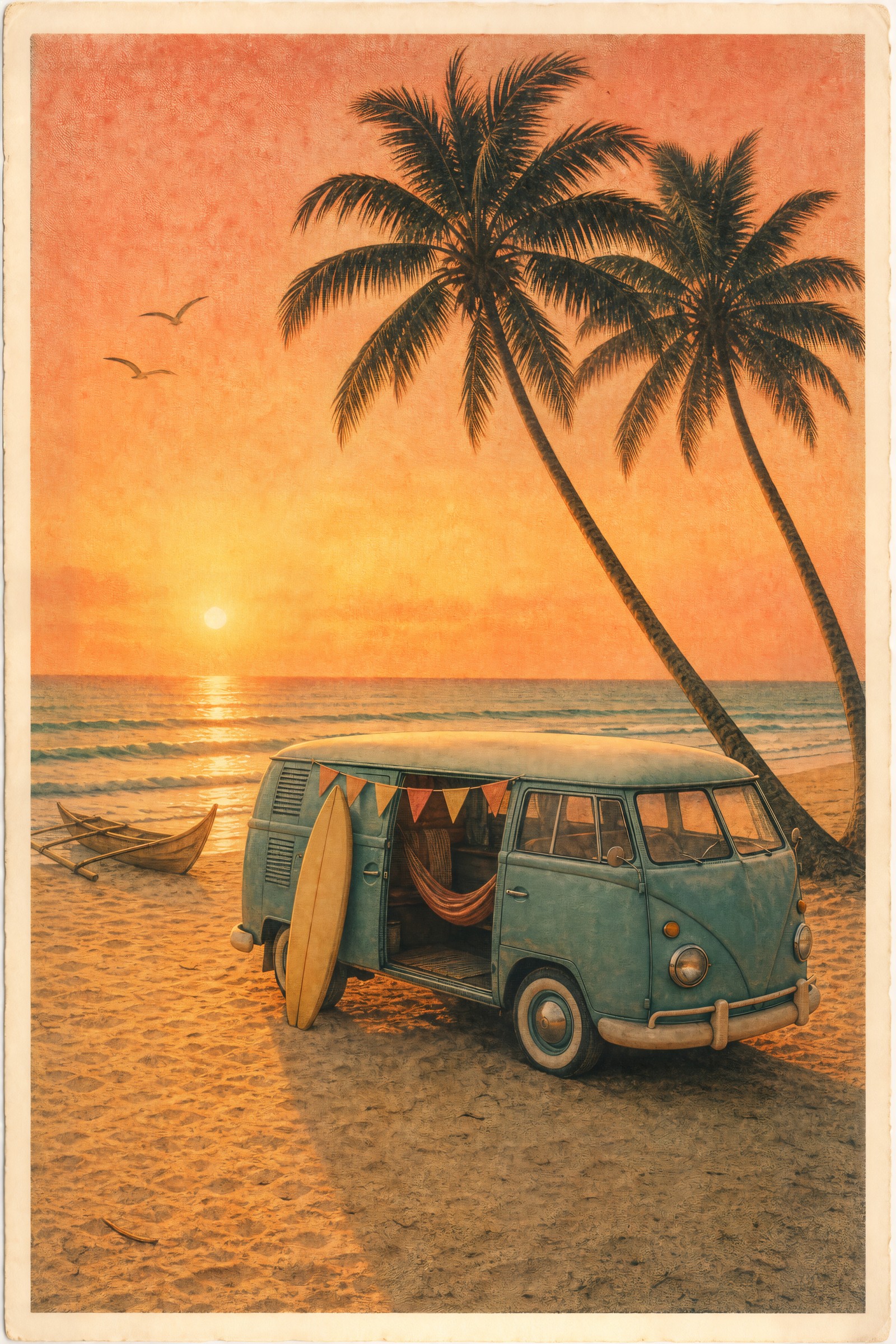 Tropical Beach Postcard | Framed Poster