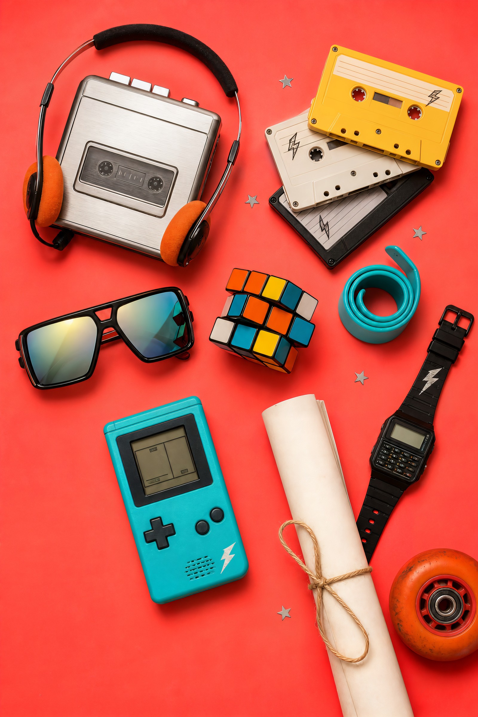 Eighties Desk Flat Lay | Framed Poster