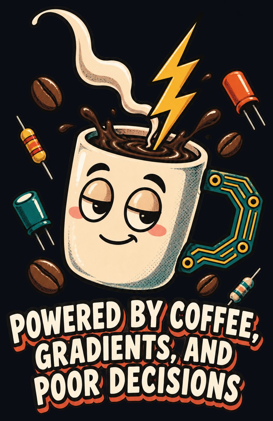Powered By Coffee, Gradients, and Poor Decisions Tee