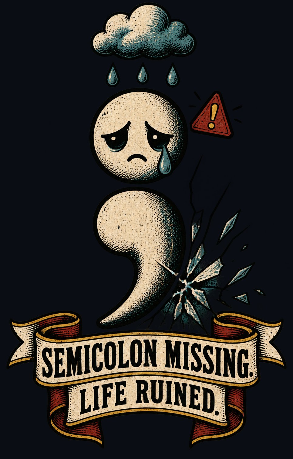 Semicolon Missing. Life Ruined. Tee