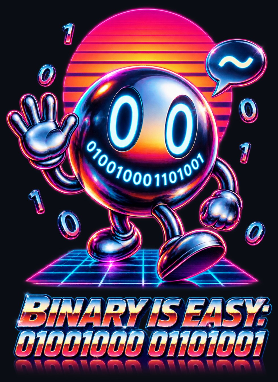 Binary Is Easy: 01001000 01101001 Tee